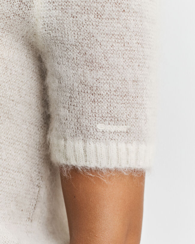 Pull col rond en mohair mélangé à manches courtes