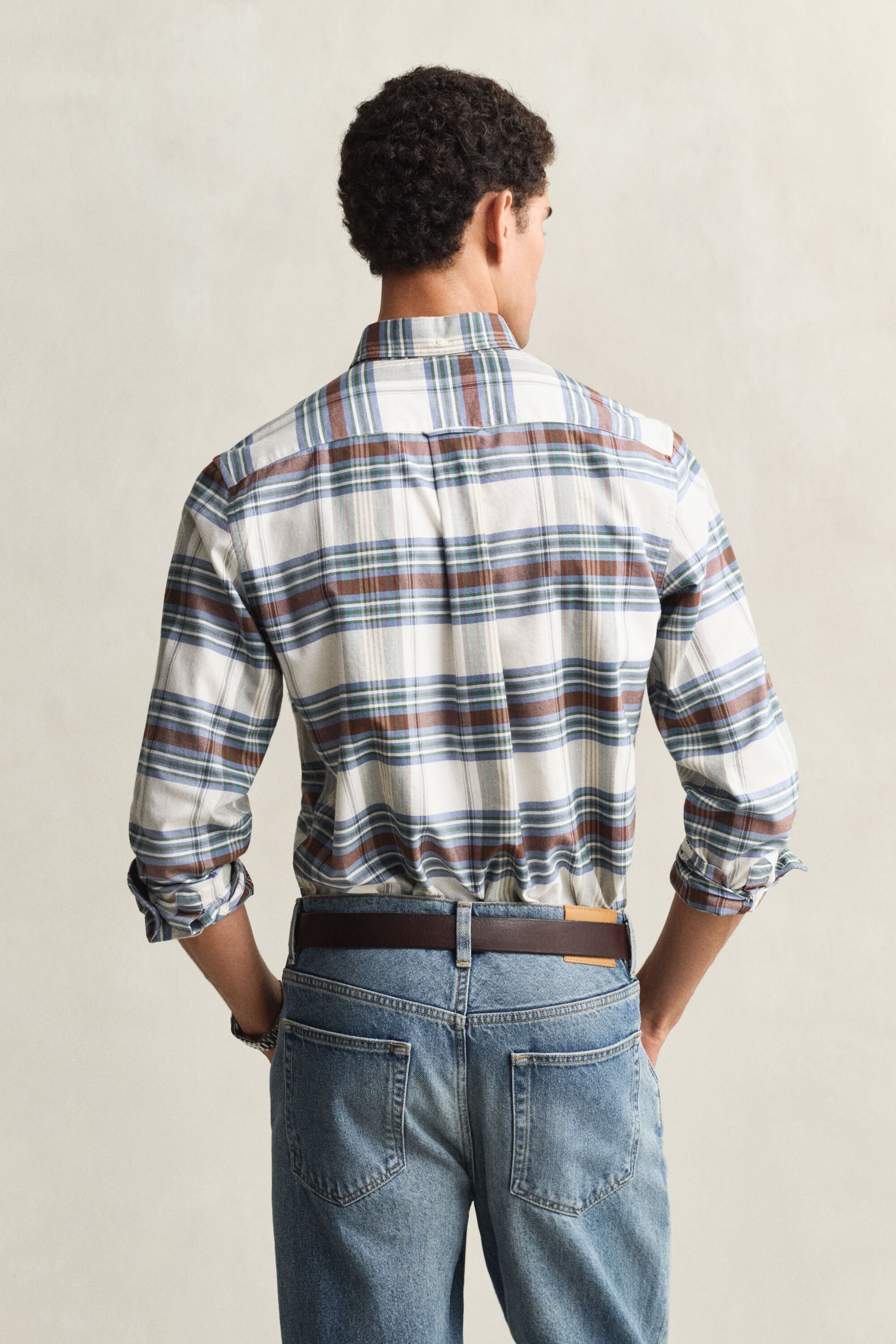 Chemise coupe regular en coton Oxford à carreaux classique