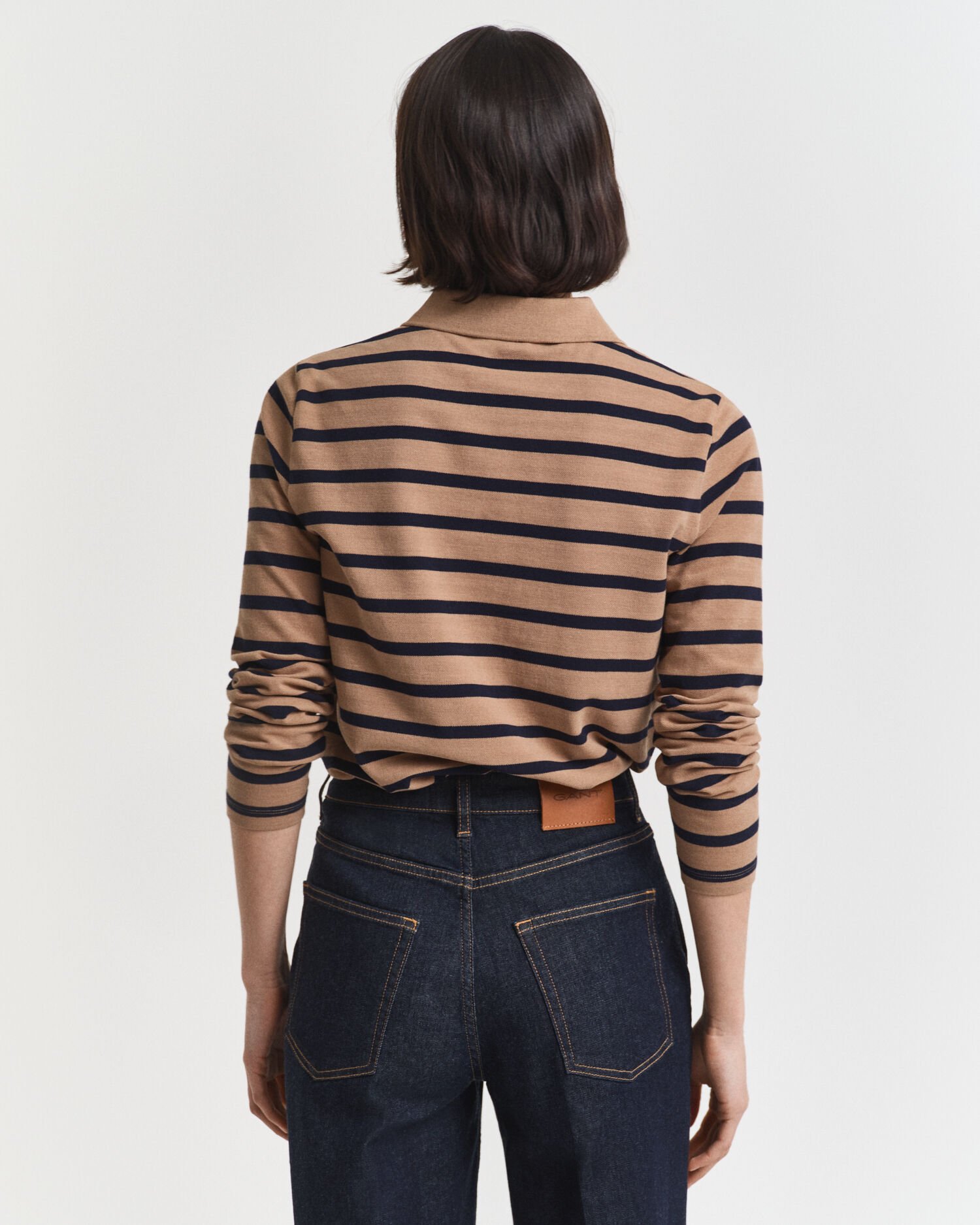 Polo en coton piqué à manches longues Breton Striped