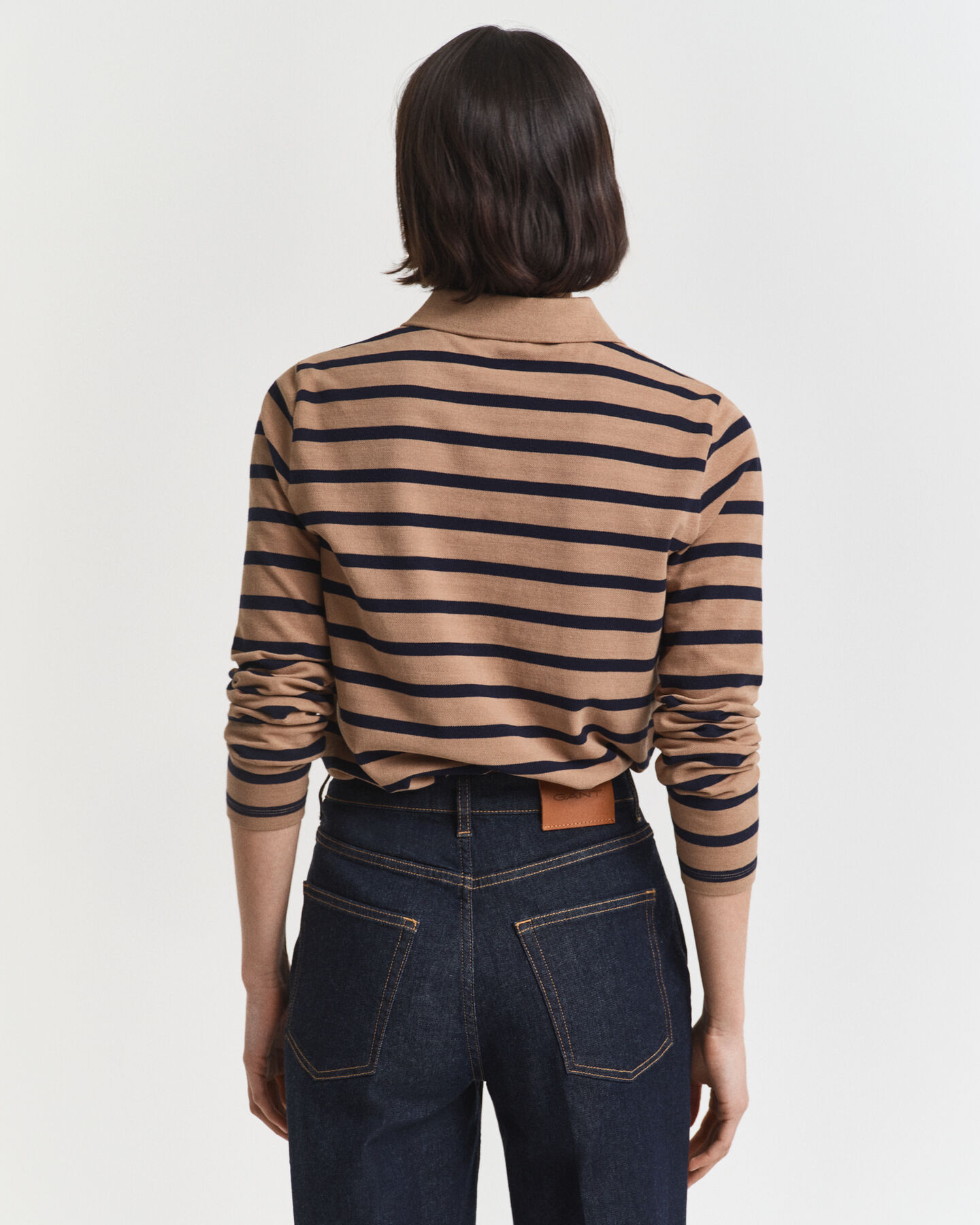 Polo en coton piqué à manches longues Breton Striped