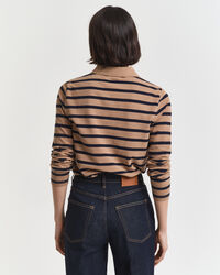 Polo en coton piqué à manches longues Breton Striped