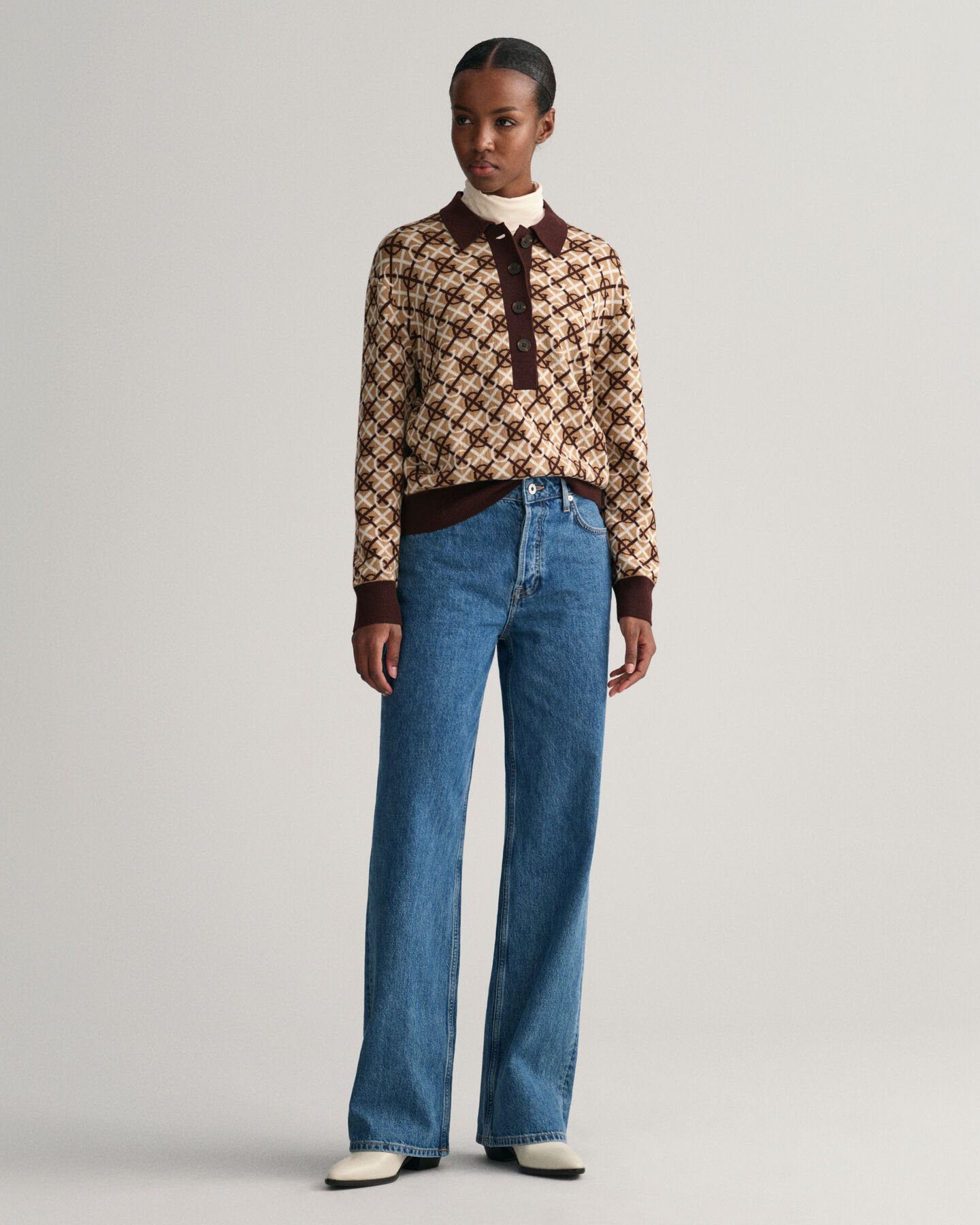 Pull fa&ccedil;on polo en maille G Patterned Jacquard