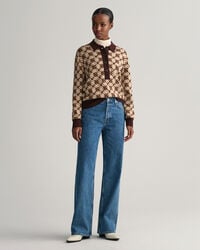 Pull fa&ccedil;on polo en maille G Patterned Jacquard