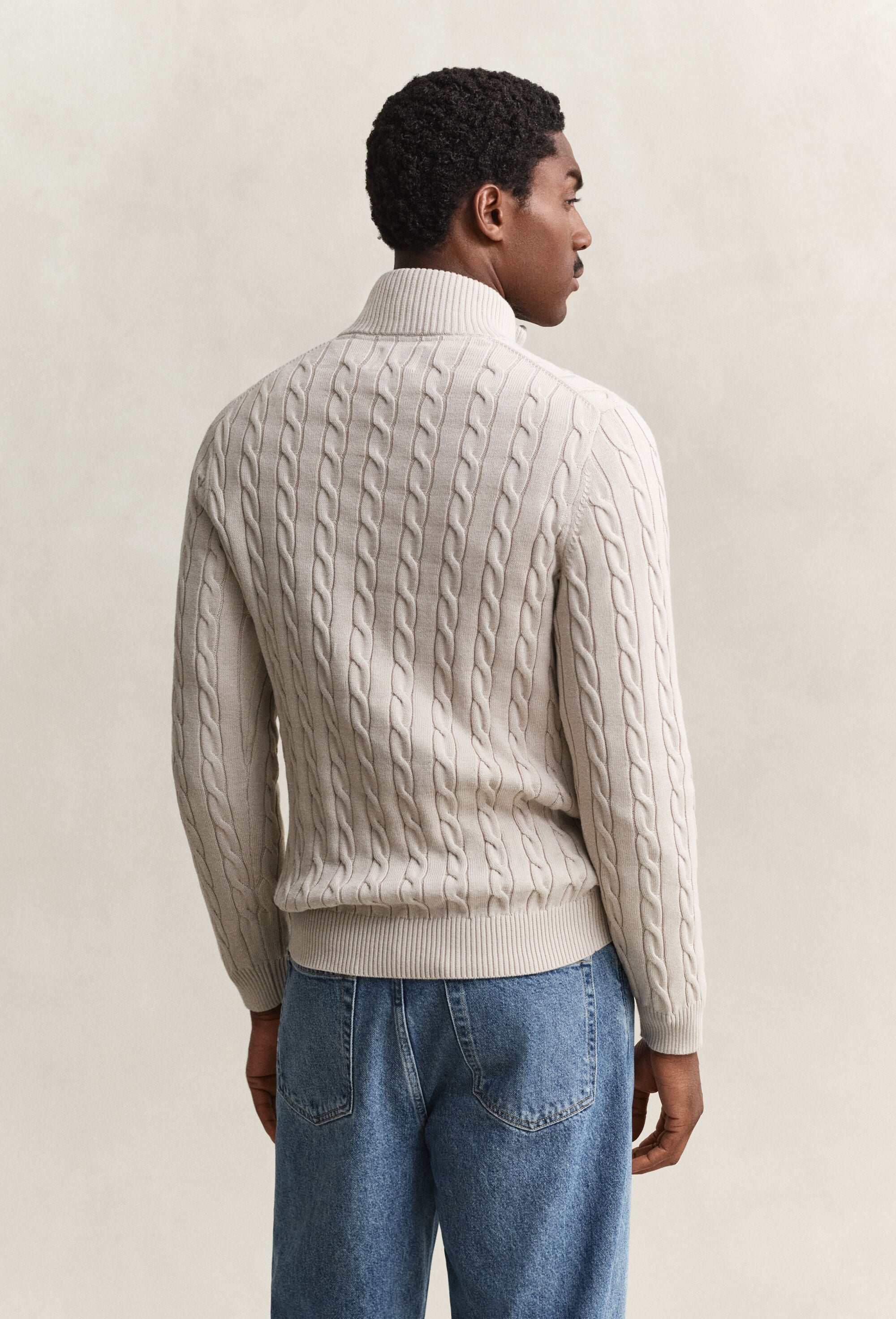 Pull à demi-zip en maille de coton torsadée