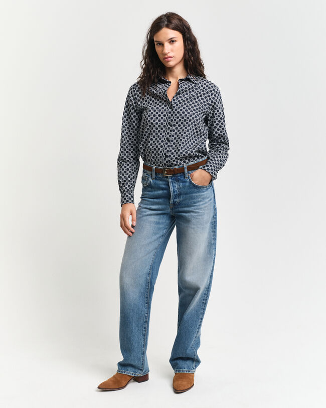 Chemise regular fit en voile de coton Geometric