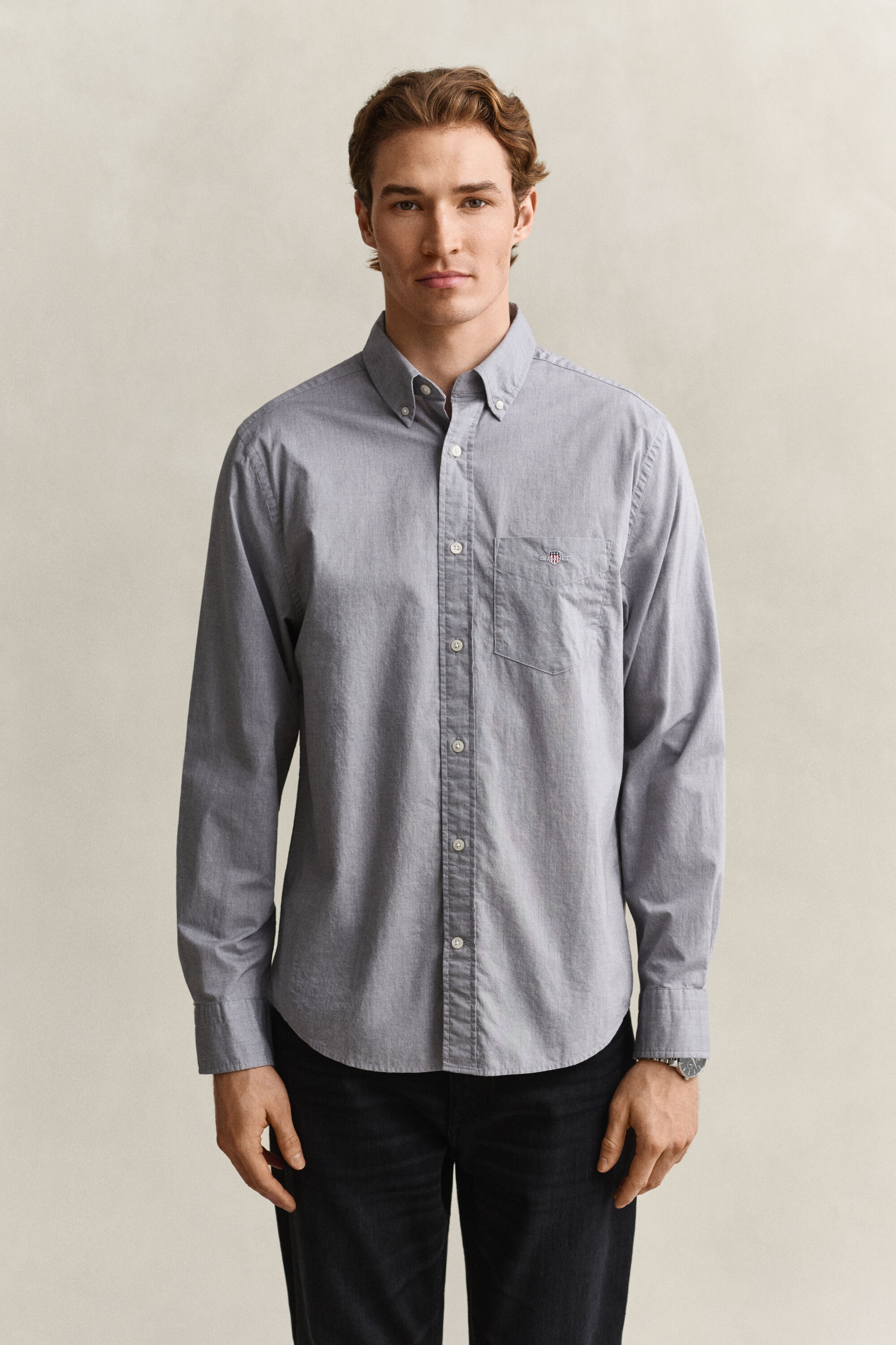 Chemise coupe regular en popeline classique
