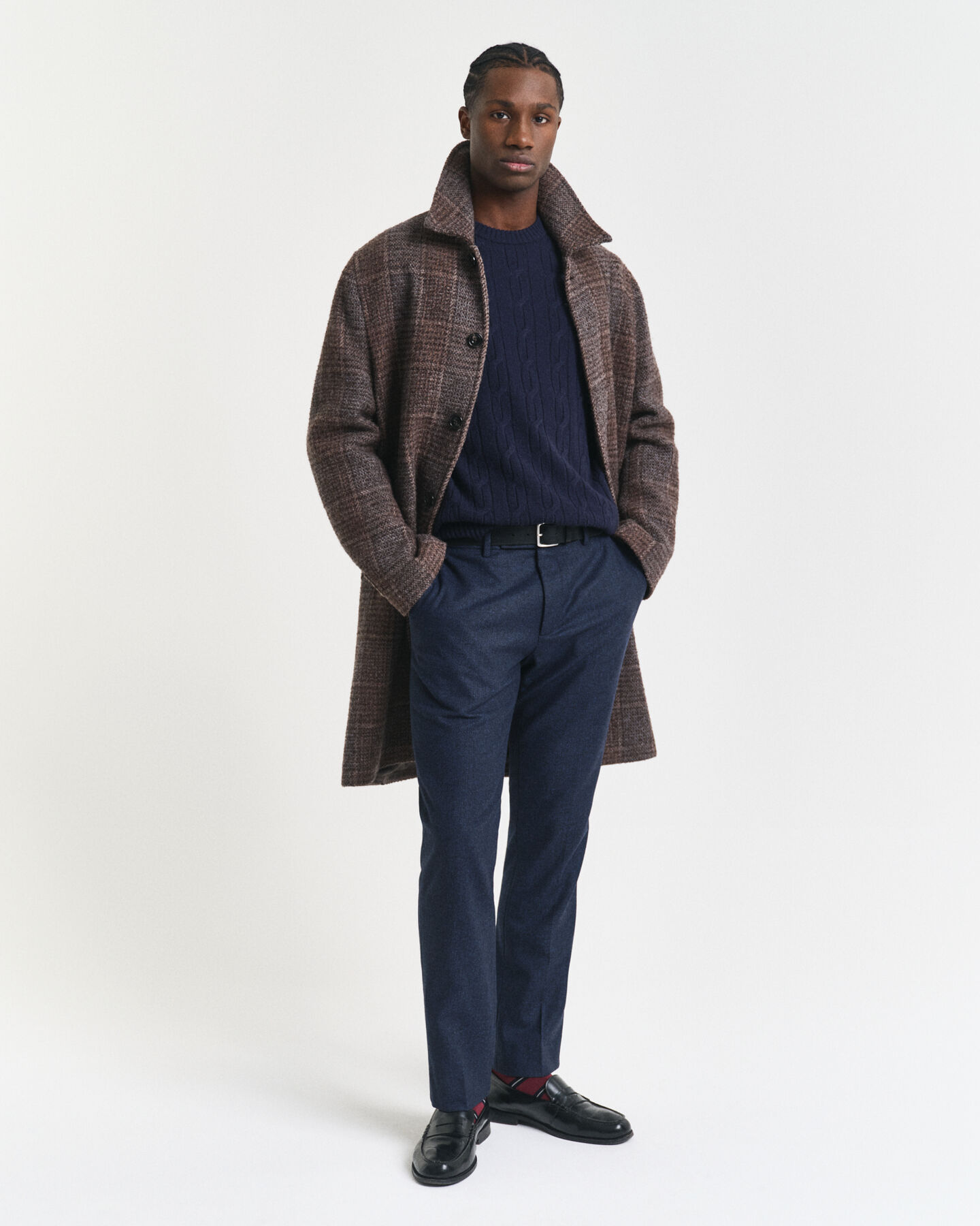 Pull col rond en maille torsadée en laine d'agneau