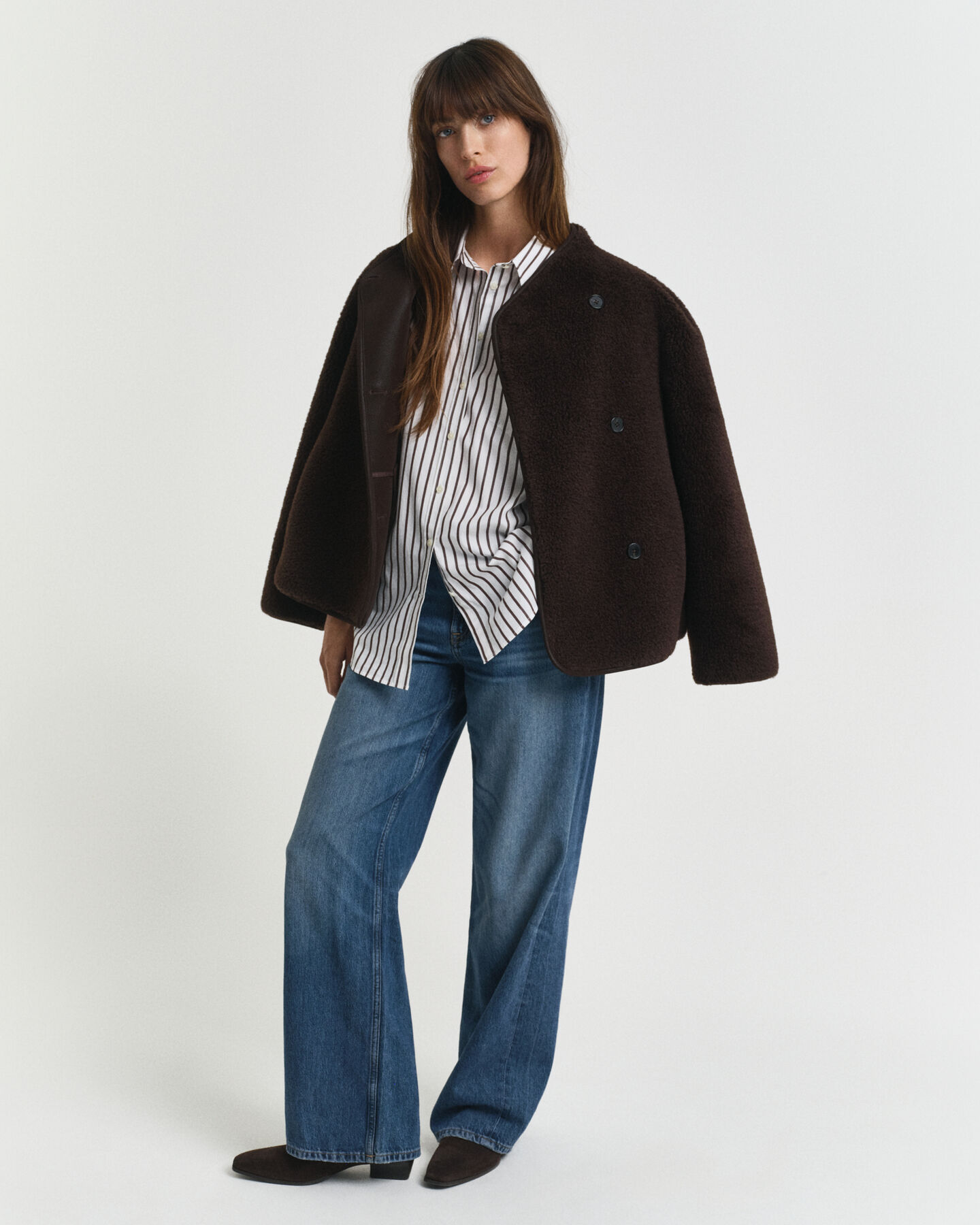 Chemise coupe décontractée classique en popeline à rayures