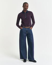 Polo en coton piqué à manches longues Breton Striped