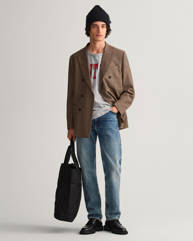 Jean slim fit en denim d&eacute;lav&eacute; vintage Hayes