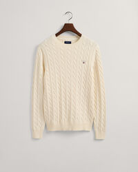 Pull ras du cou en coton &agrave; torsades