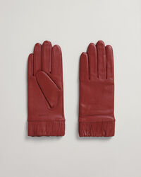 Gants en cuir avec poignets fronc&eacute;s