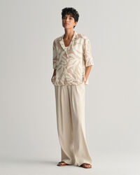 Chemise relaxed fit en lin &agrave; manches courtes Palm Print