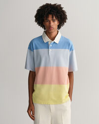 Polo Rugger r&eacute;tro &agrave; manches courtes avec rayures en colour-block