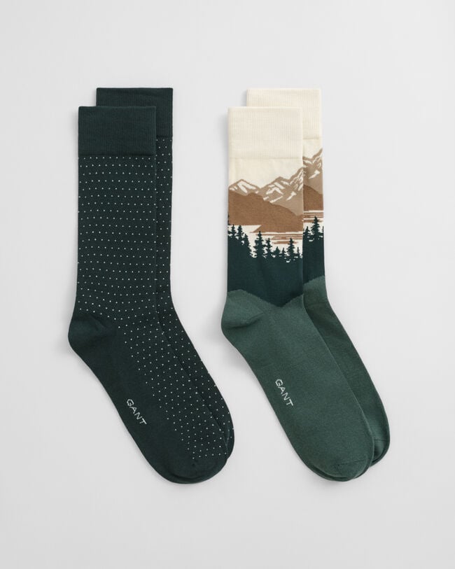Lot de 2 paires de chaussettes avec décor montagne
