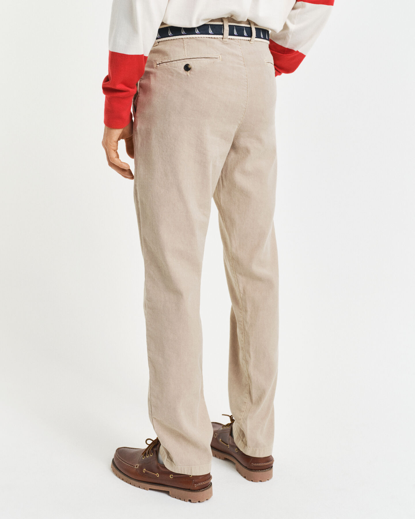 Pantalon chino coupe slim en coton et lin