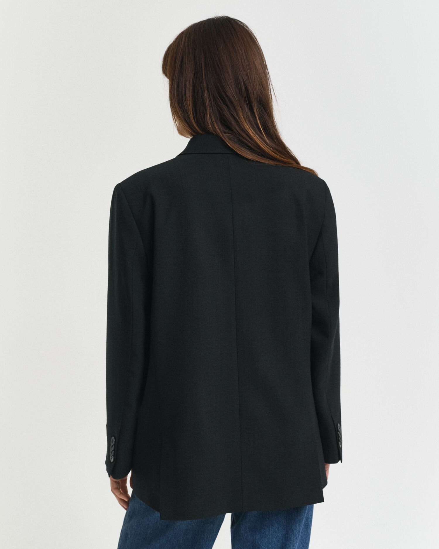 Veste blazer coupe décontractée en laine mélangée à boutonnage croisé Hopsack