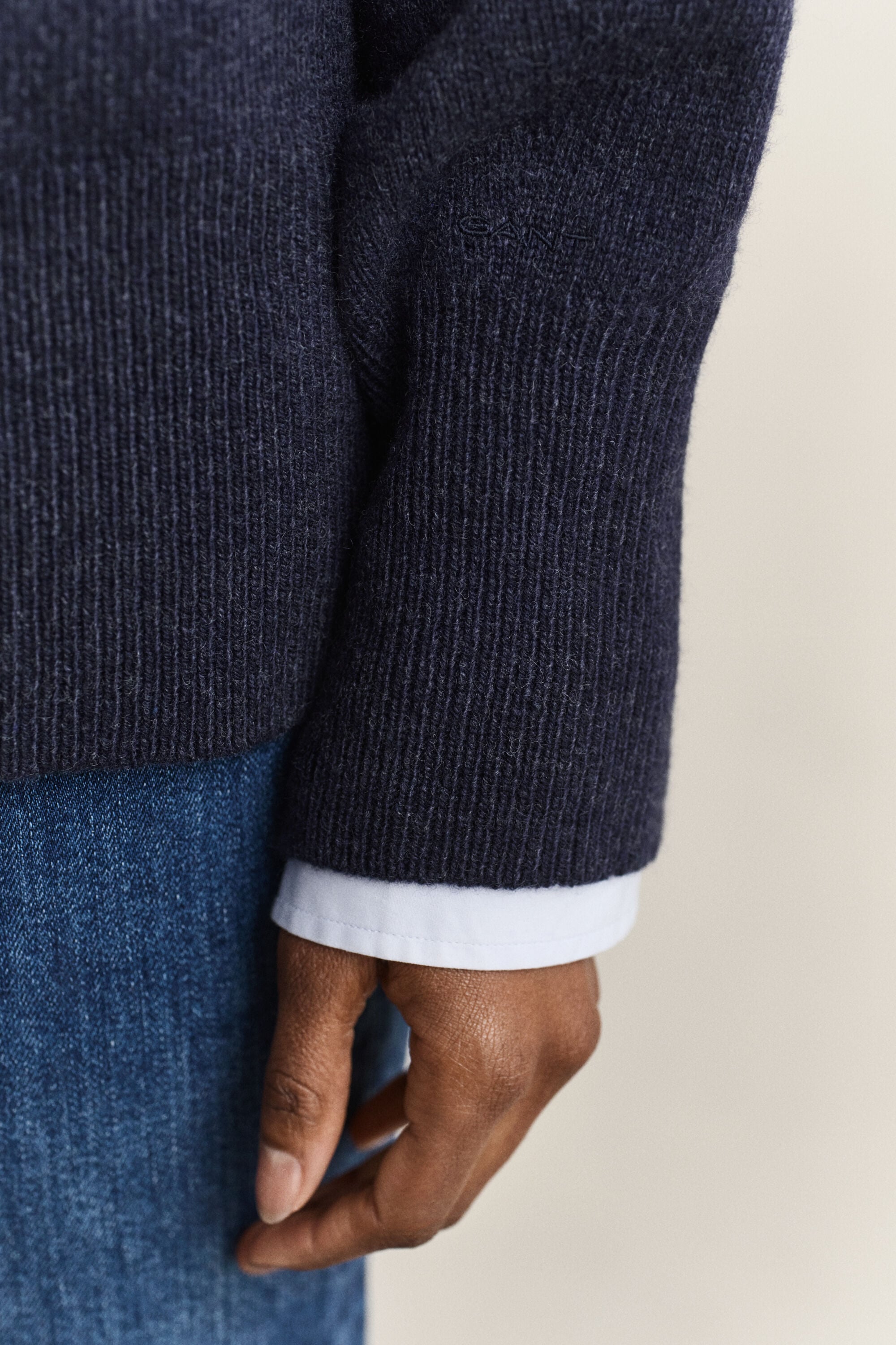 Pull col rond en laine et cachemire
