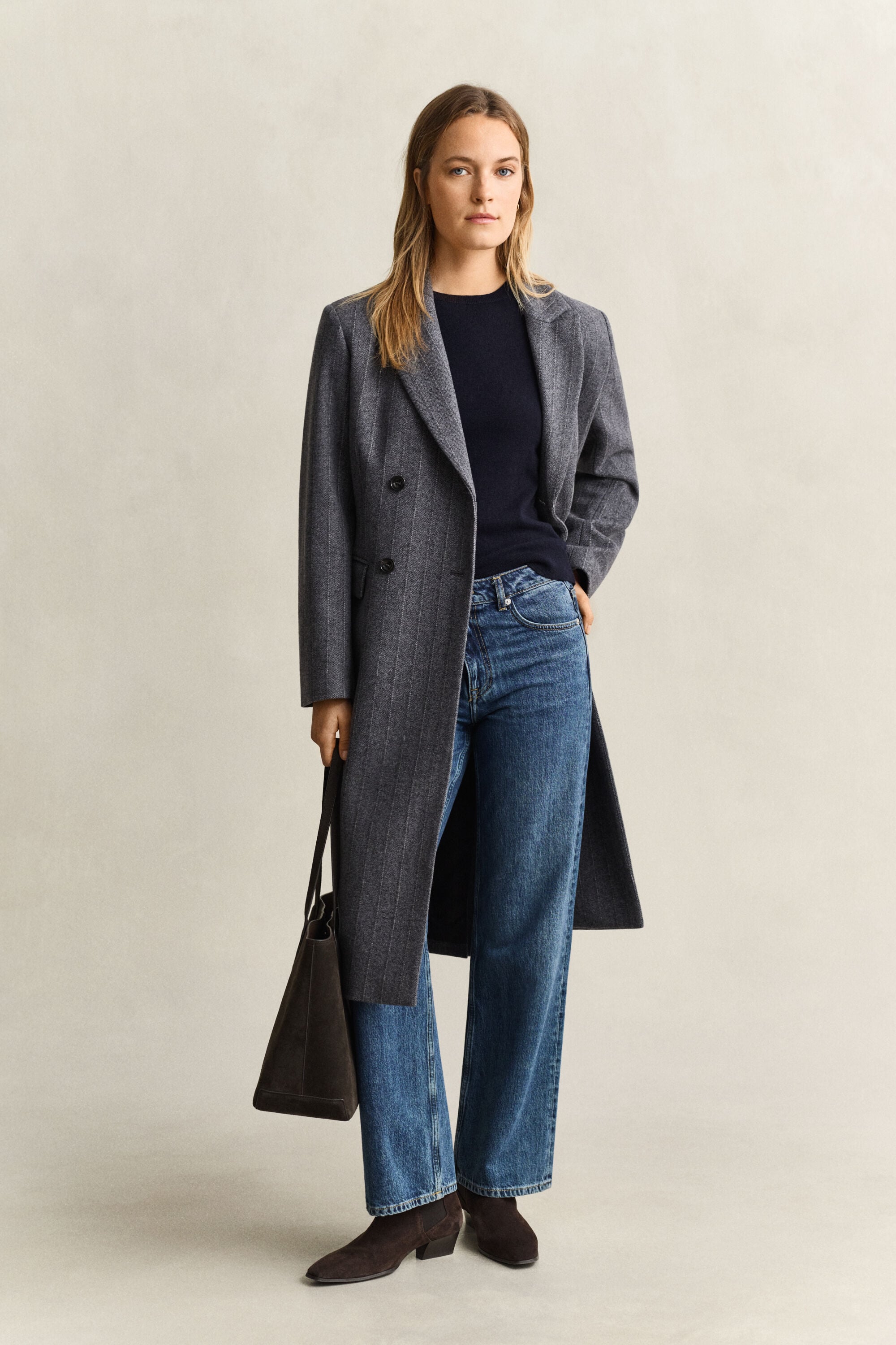 Pull col rond en laine et coton