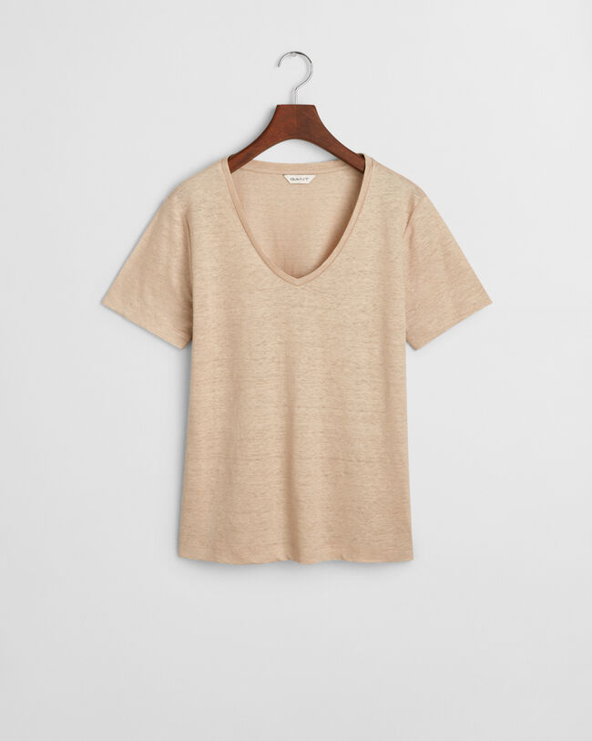 T-shirt col V en lin
