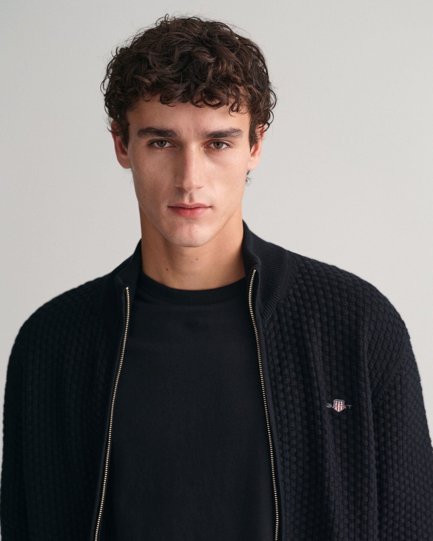 Cardigan zipp&eacute; en coton Textured