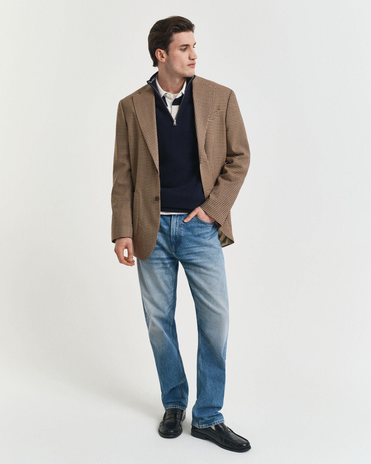 Pull à demi-zip en coton piqué