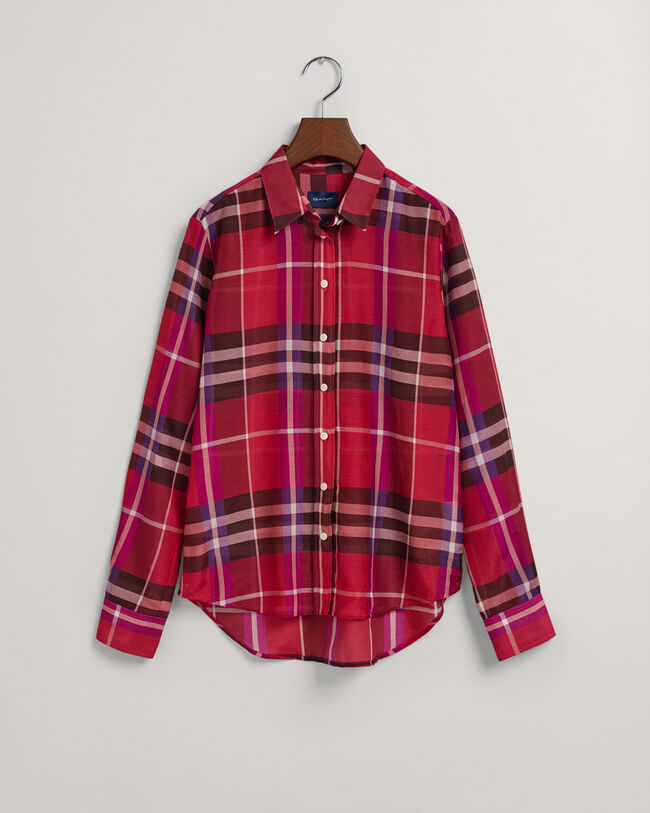 Chemise regular fit en coton et soie à carreaux