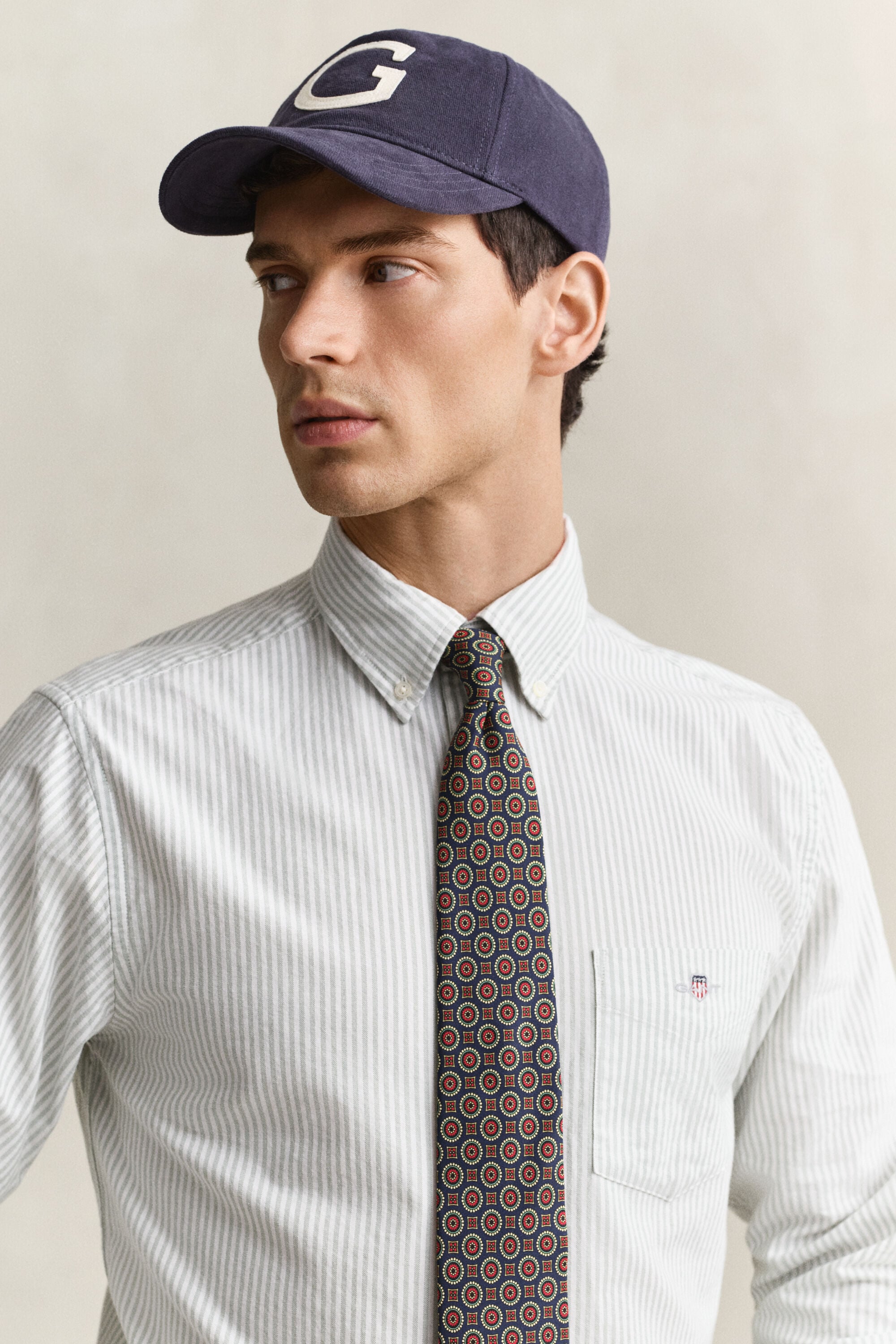 Chemise en coton Oxford classique à rayures Banker