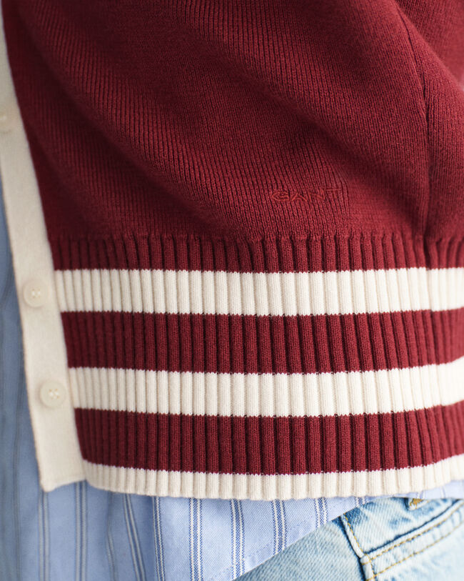 Cardigan col V avec finitions contrastantes
