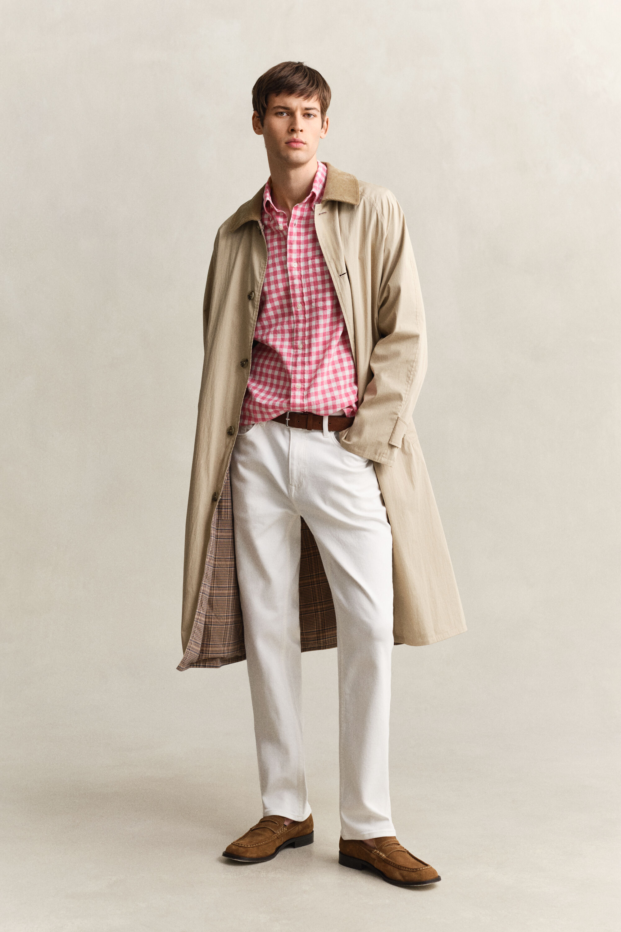 Chemise vichy en lin mélangé