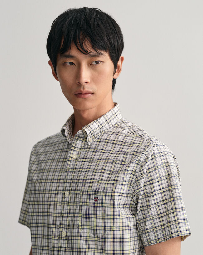 Chemise regular fit à manches courtes en popeline à carreaux