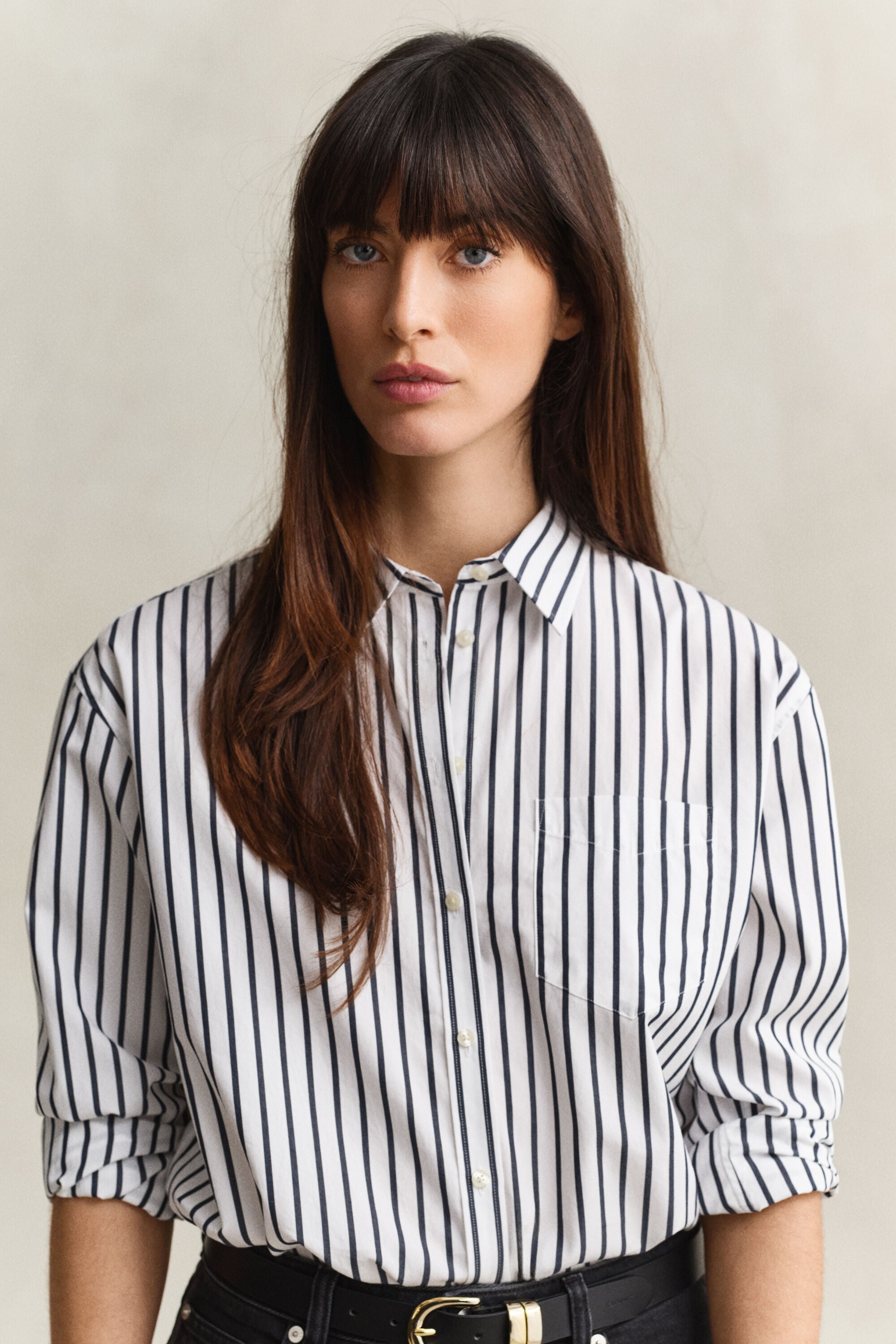 Chemise classique coupe décontractée en popeline à rayures