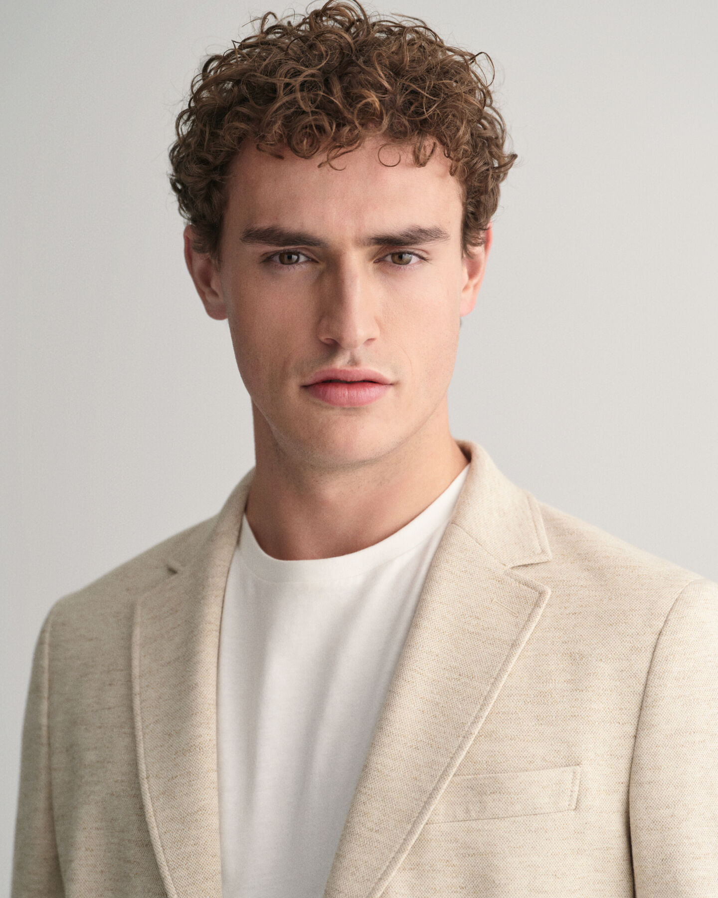 Veste blazer slim fit en coton et lin