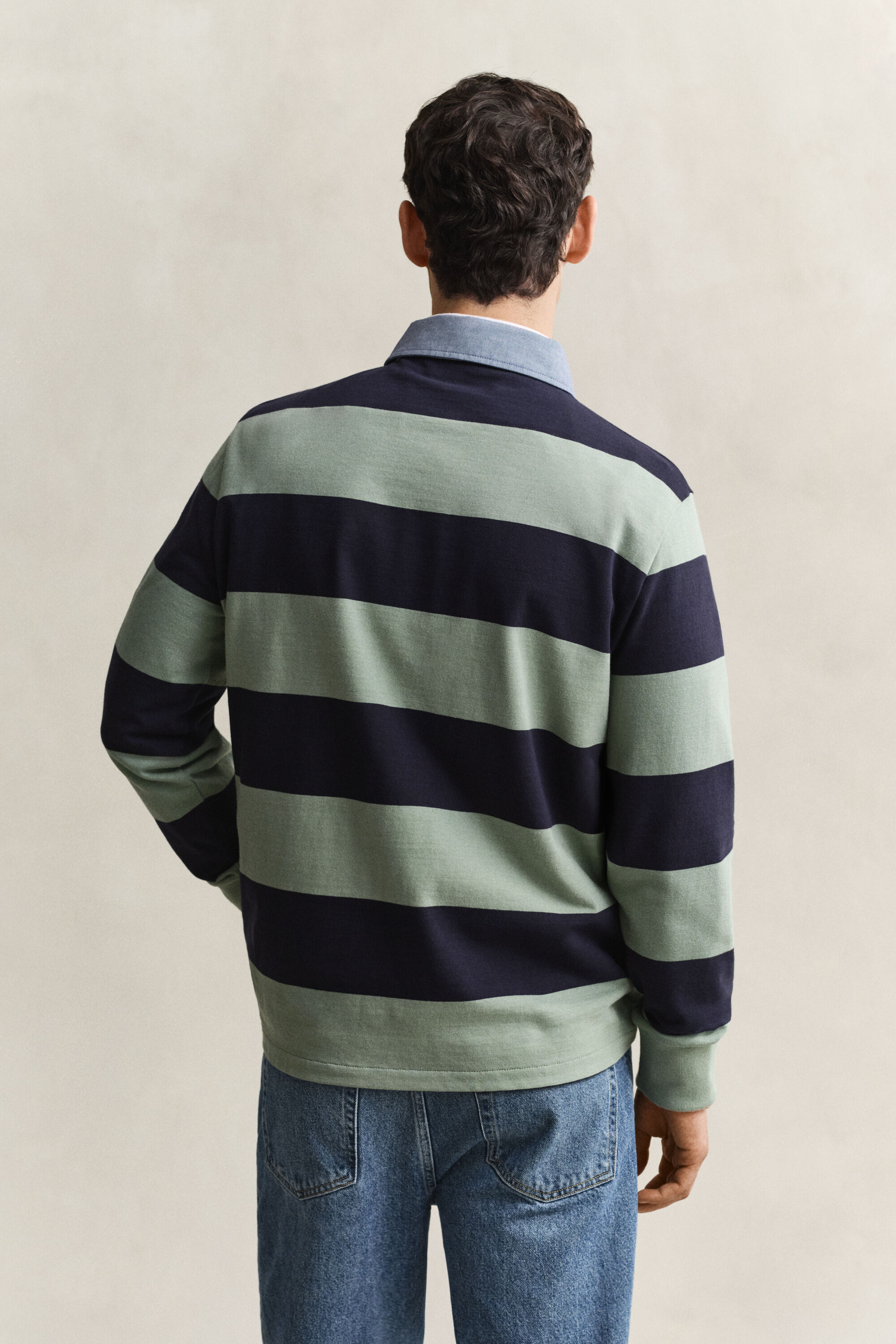 Heavy Rugger à rayures avec col en chambray