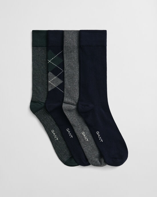Coffret cadeau de 4 paires de chaussettes à motif argyle et à rayures