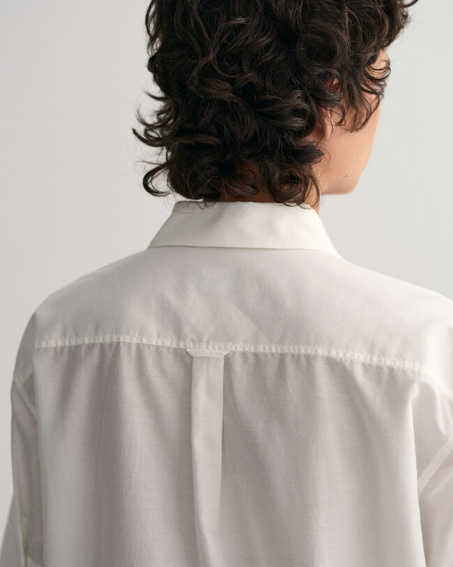 Chemise relaxed fit en coton et soie &agrave; manches courtes