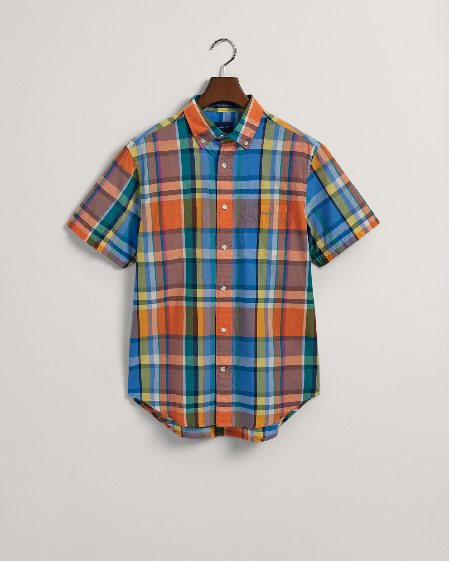 Chemise regular fit &agrave; carreaux madras color&eacute;s et manches courtes