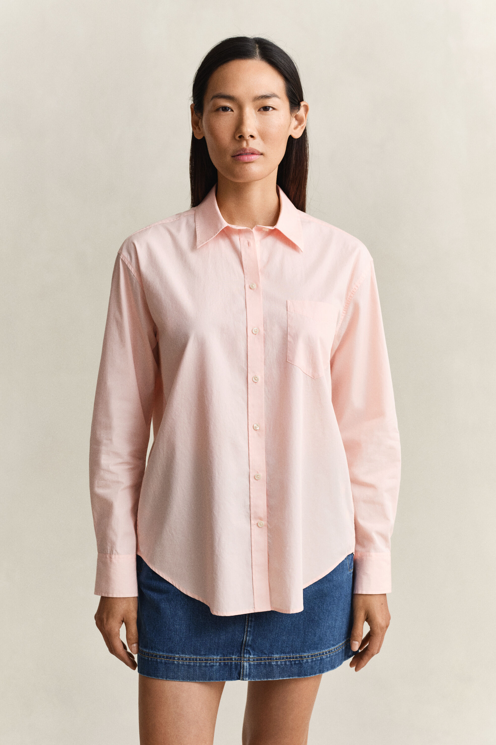 Chemise coupe décontractée en popeline classique