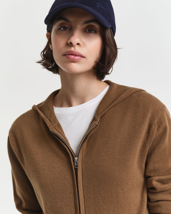 Sweat à capuche zippé en laine d'agneau ultrafine