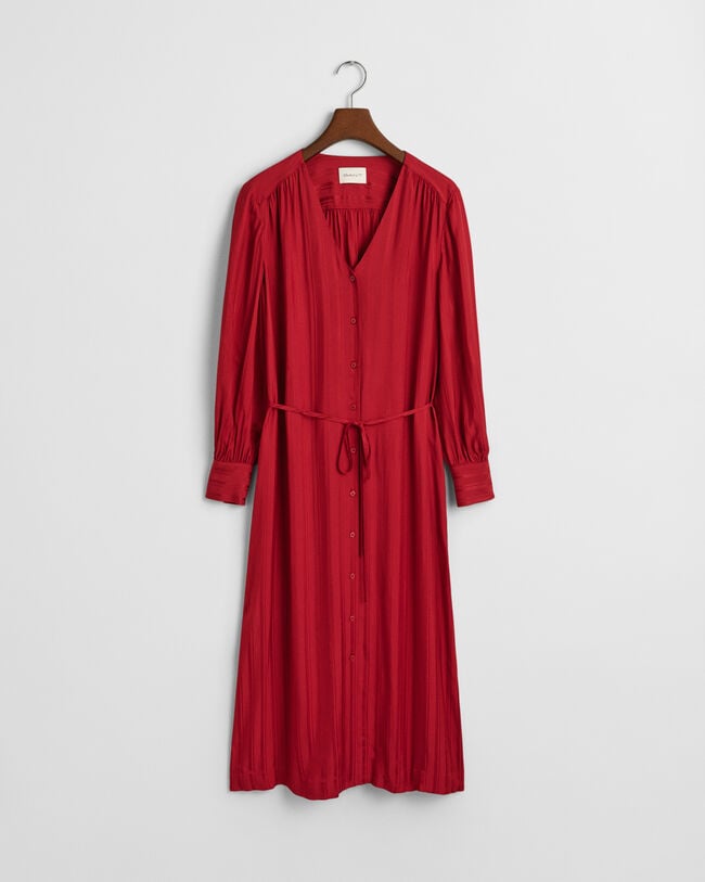 Robe-chemise en satin &agrave; rayures