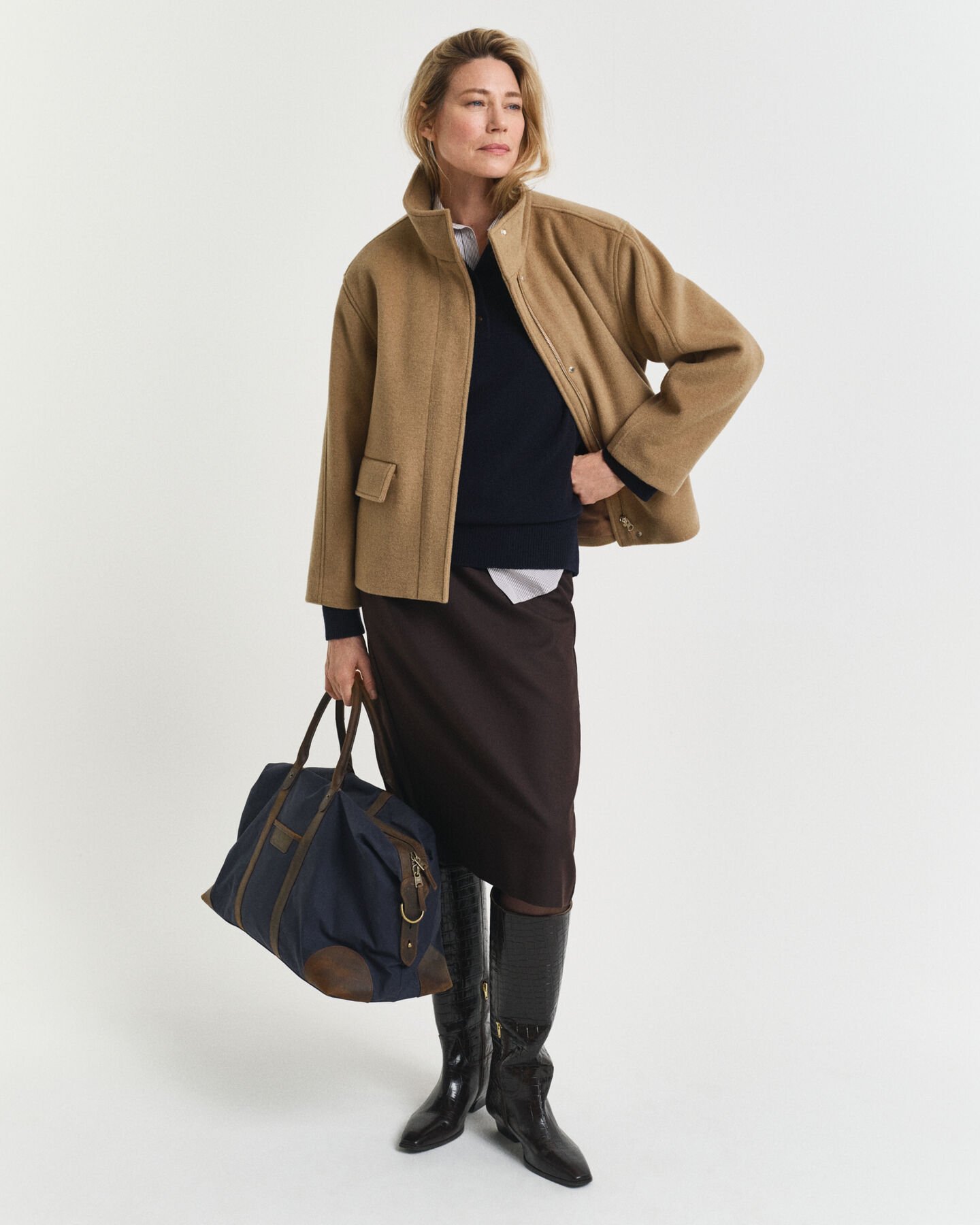 Veste courte zippée en laine