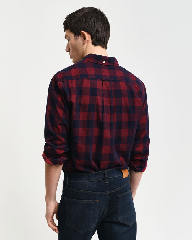 Chemise regular fit en velours côtelé à carreaux