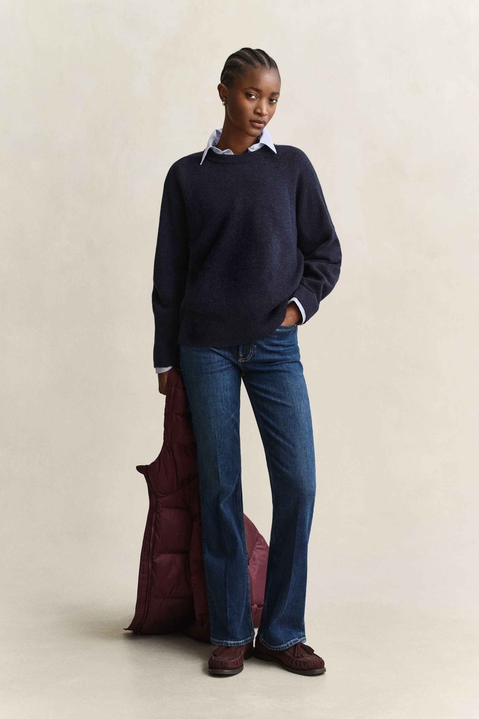 Pull col rond en laine et cachemire
