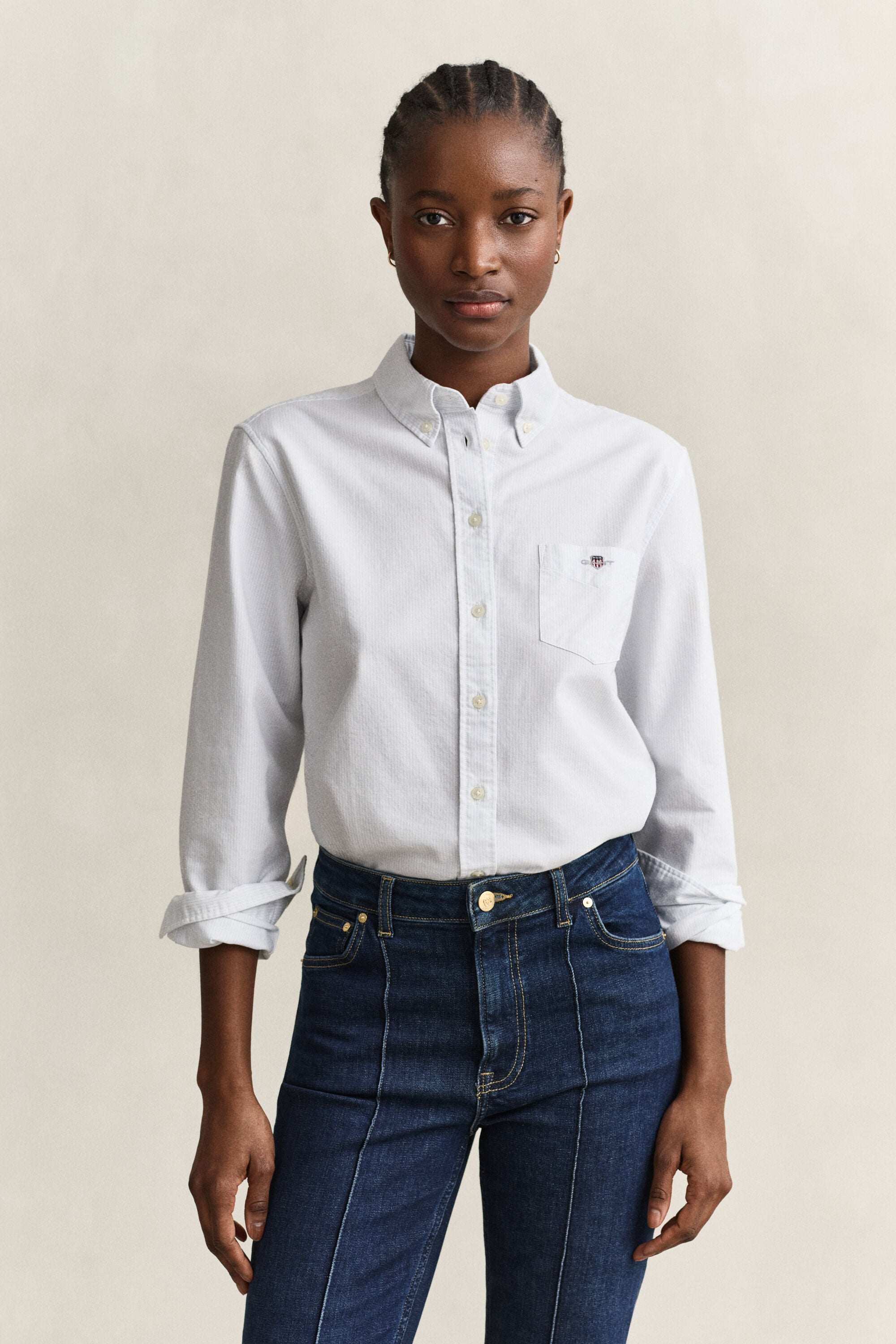 Chemise en coton Oxford classique à rayures