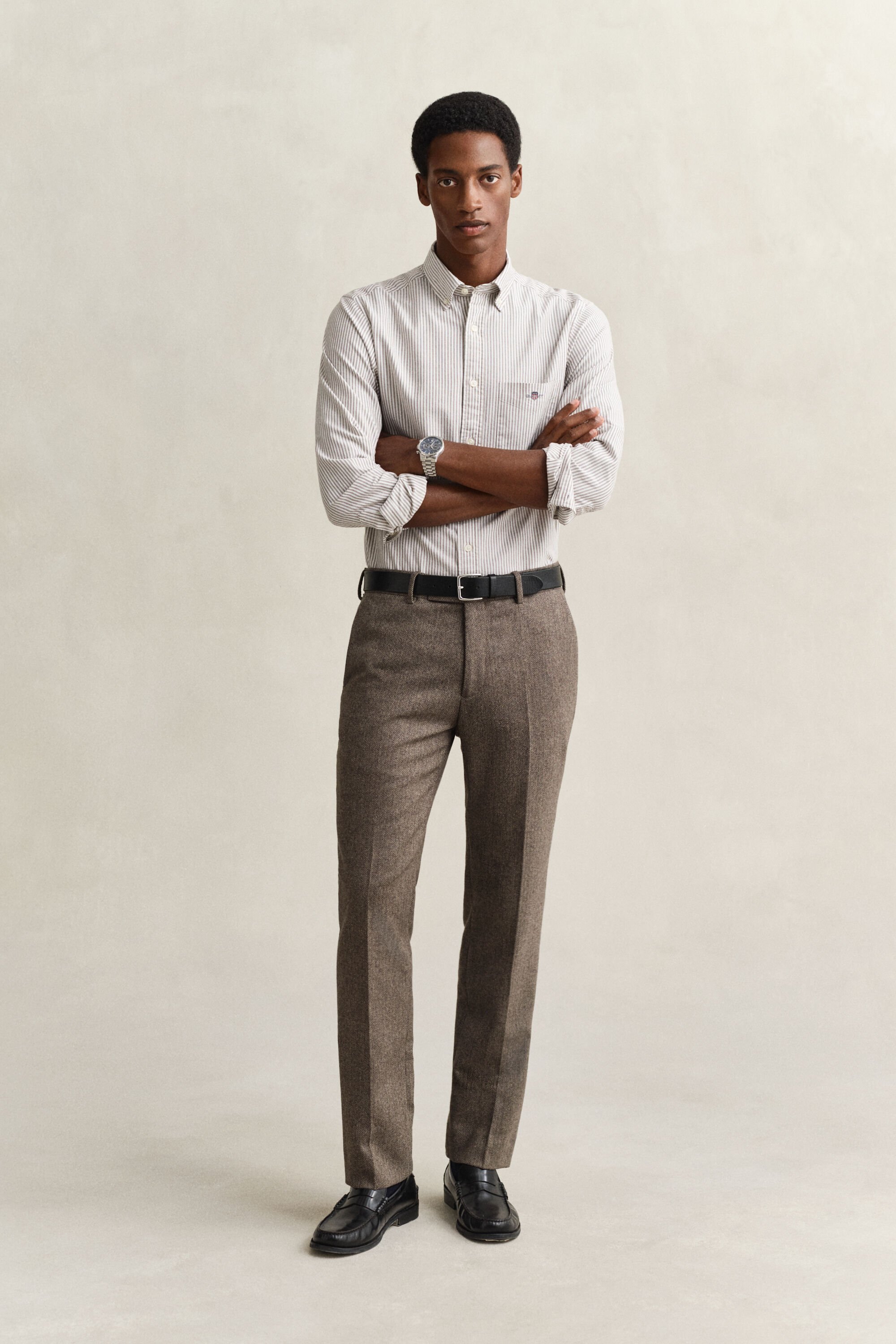 Chemise en coton Oxford classique à rayures Banker