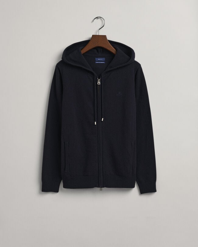 Sweat &agrave; capuche zipp&eacute; en laine d'agneau ultrafine