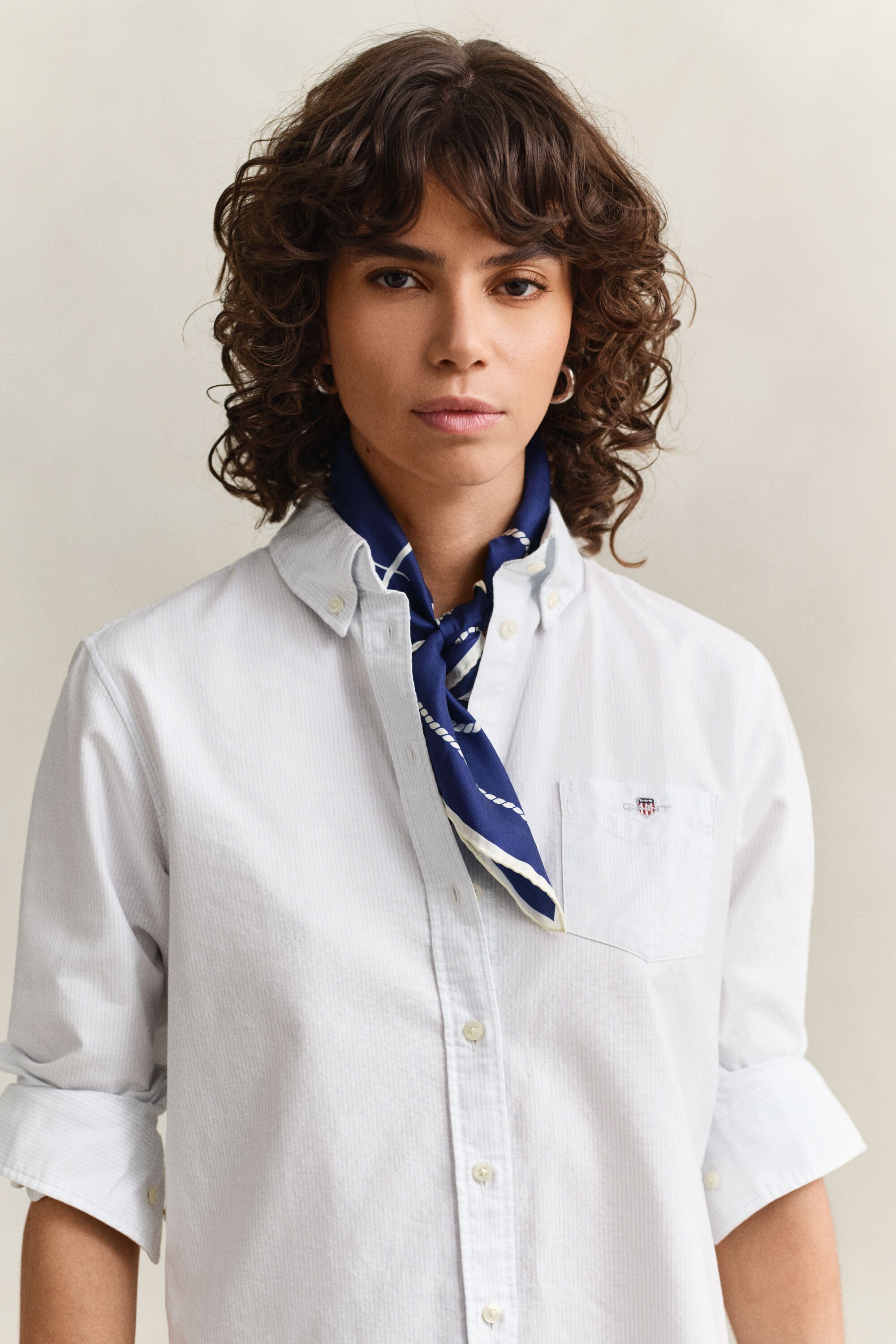 Chemise coupe regular classique en coton Oxford à rayures