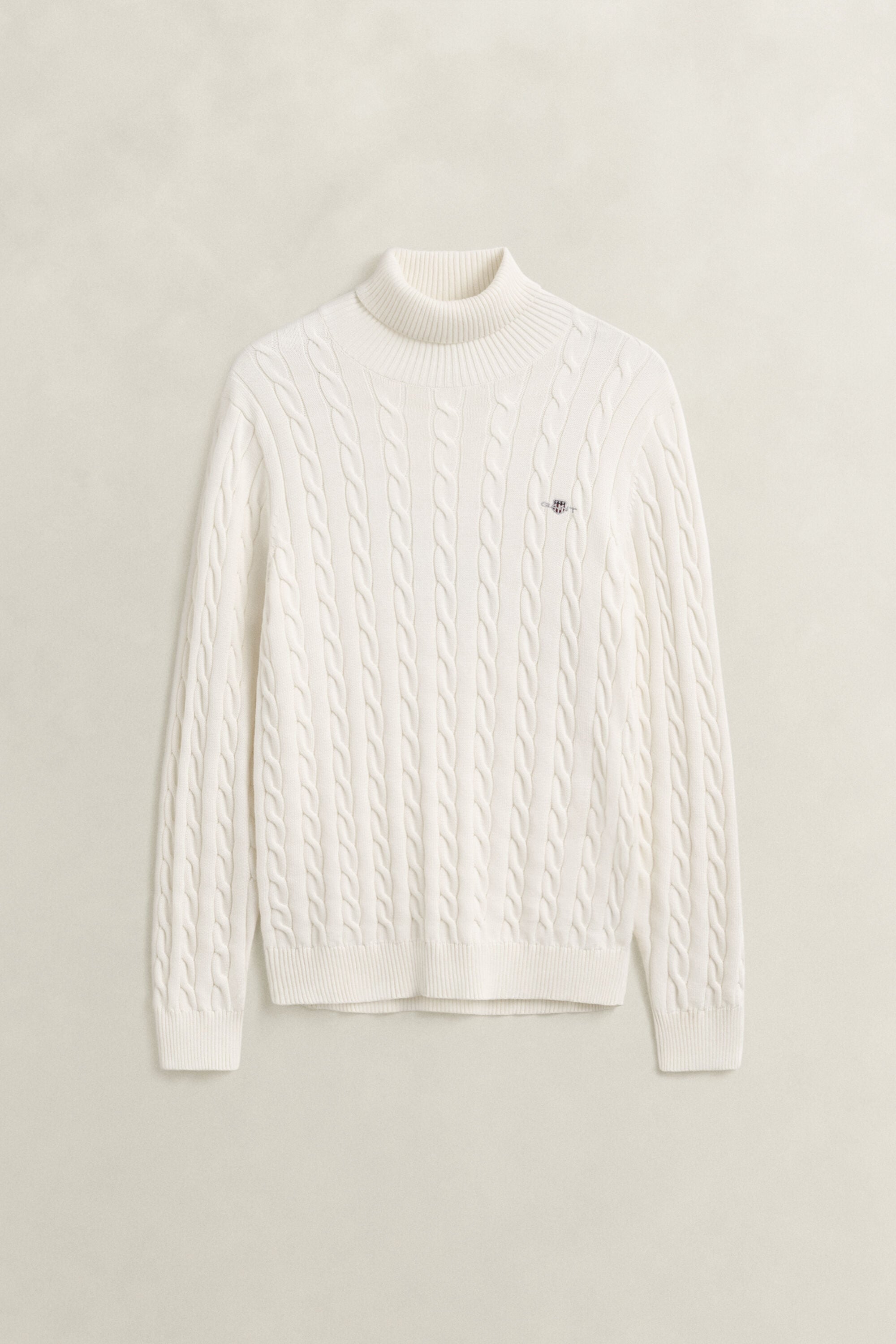 Pull col roulé en maille torsadée de coton