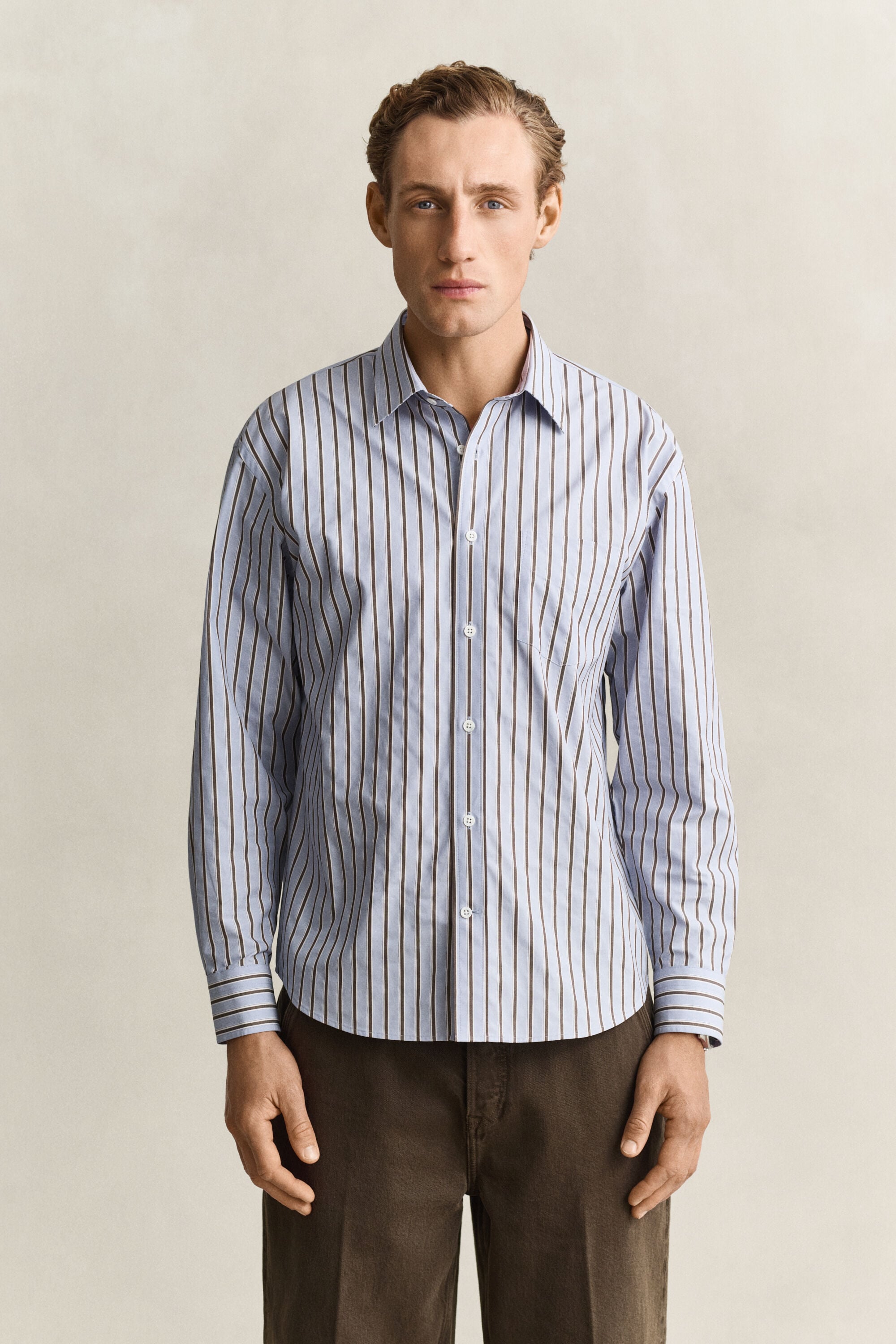 Chemise à rayures dobby