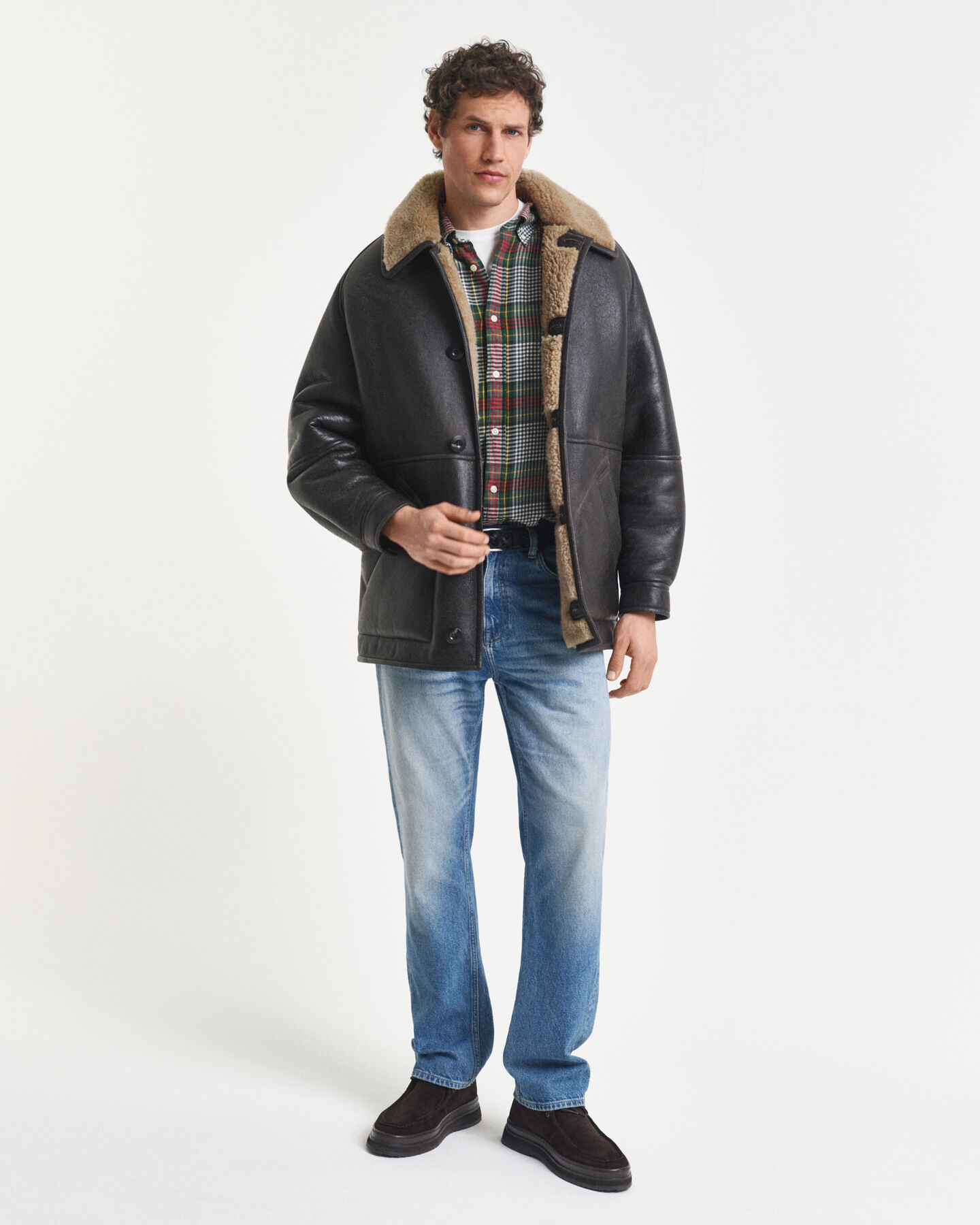 Chemise coupe décontractée en sergé léger à carreaux